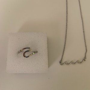 Wave Set Necklace and Ring
